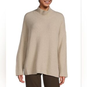 NWT Halston Women's 100% 2 Ply Cashmere Sweater Beige Tan Oversized Medium/Small